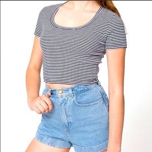 American Apparel Navy Striped Crop Top